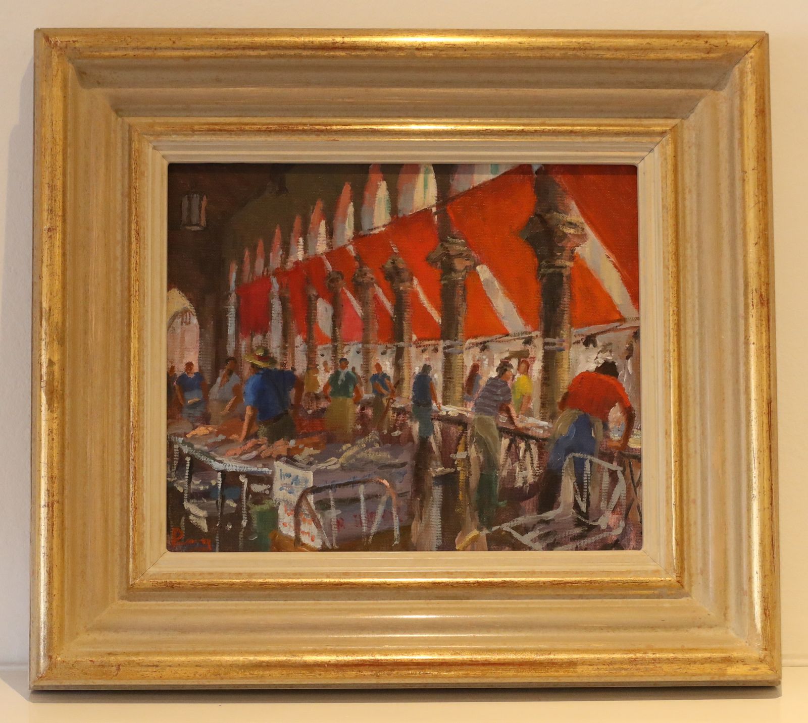 Rialto Fish Market By Roy Pettit Oil On Canvas