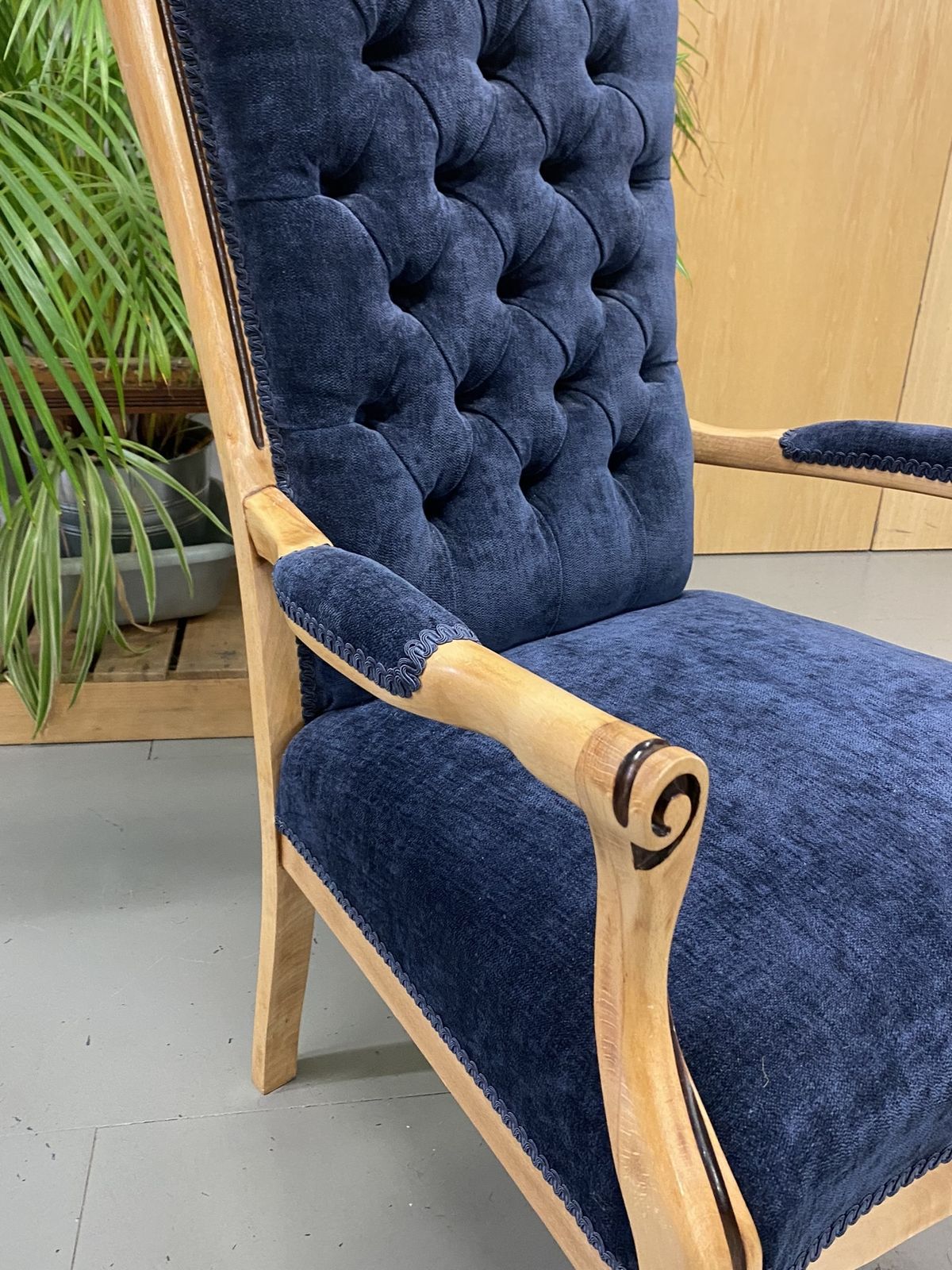 Fully, Traditionally Upholstered Queen Anne Style Reproduction Chair photo for sale