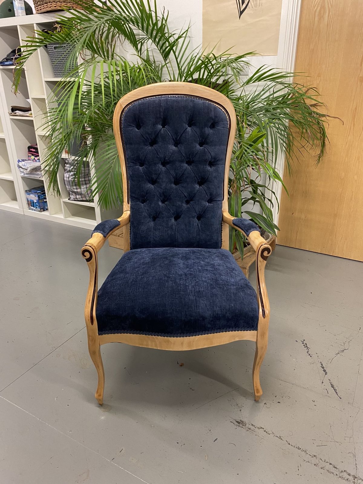 Fully, Traditionally Upholstered Queen Anne Style Reproduction Chair