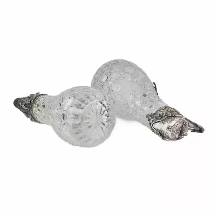 A Magnificent Pair Of Cast Crystal Wine Jugs In Superb Bolin Silver. Moscow. Russia 19th Century. photo furniture