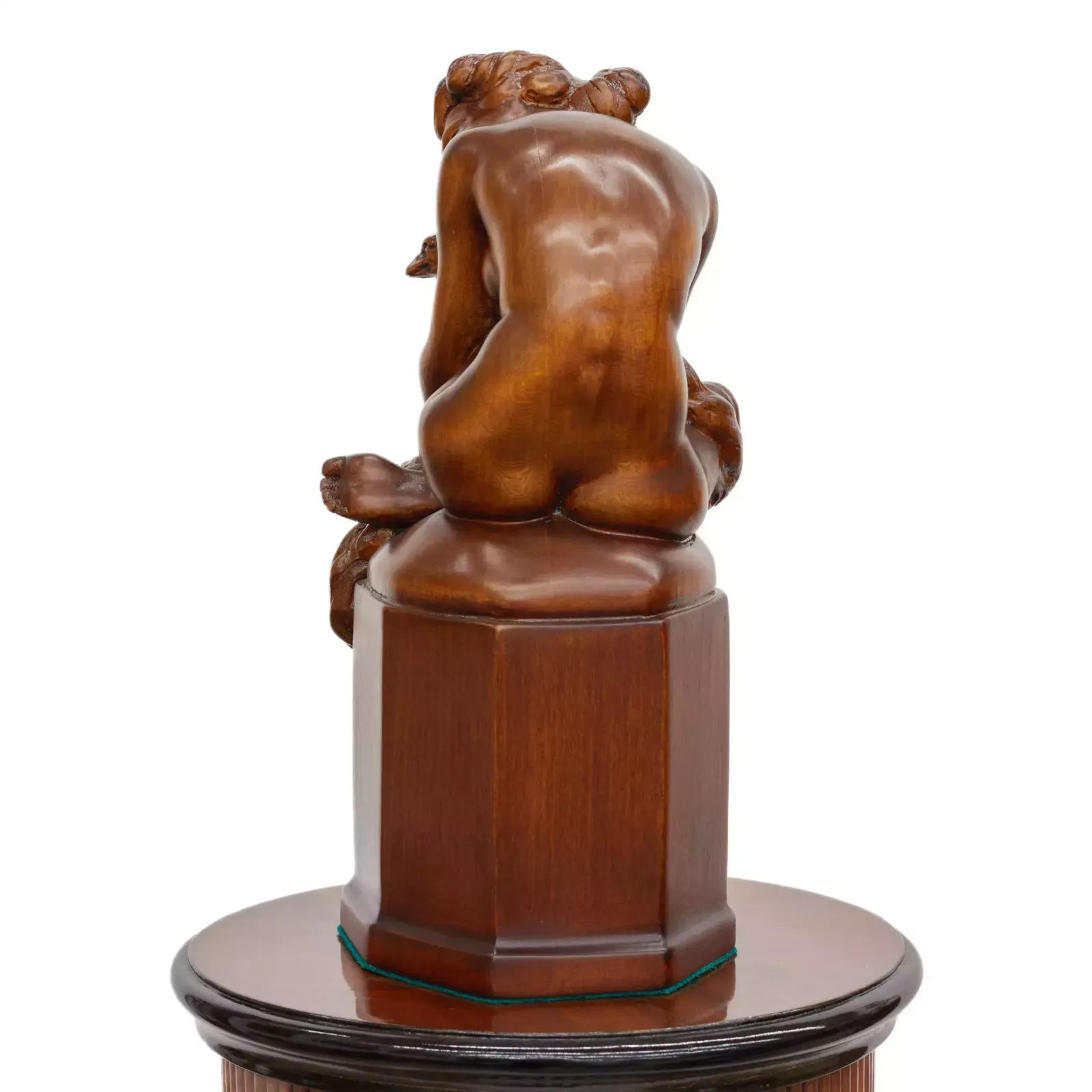 Console Column In Art Deco Style. With A Carved Figure Of A Nude Lady And A Fox. 20th Century. photo Home Decor