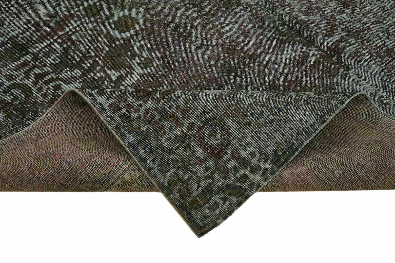 Handmade 1980's Grey Over Dyed Large Area Rug ( 384 X 298 Cm ) photo vinterior