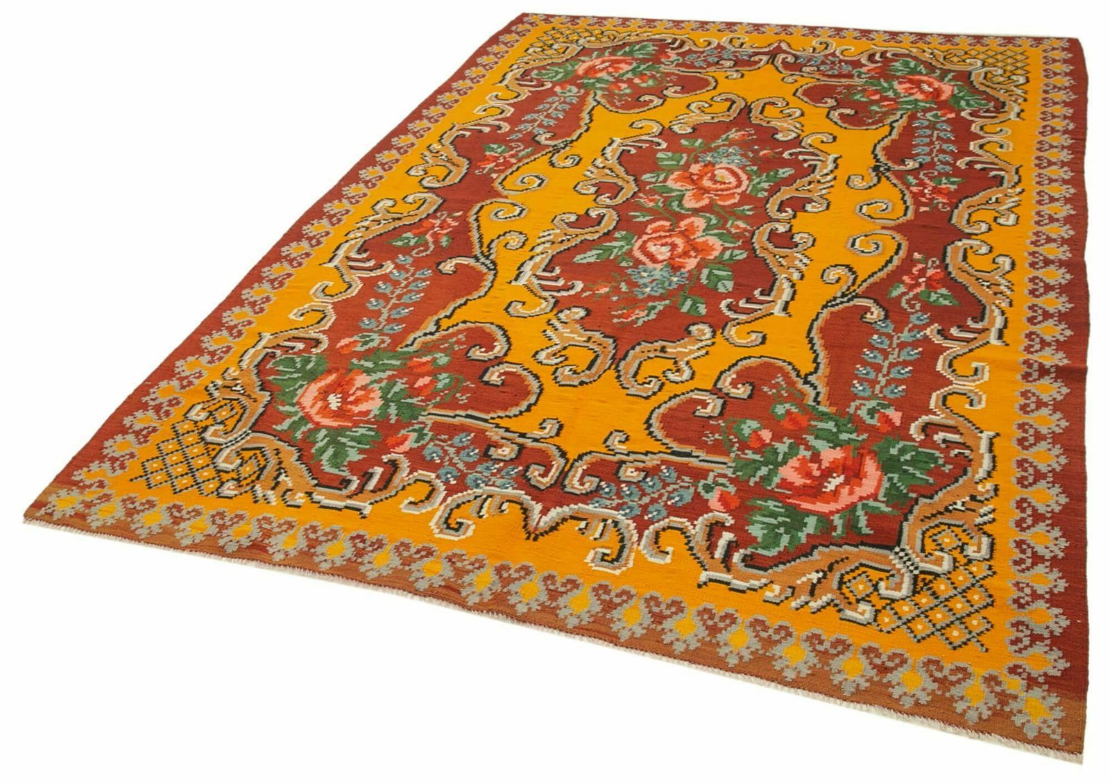Red Vintage Moldovan Kilim Rug 192 X 275 Cm photo for sale