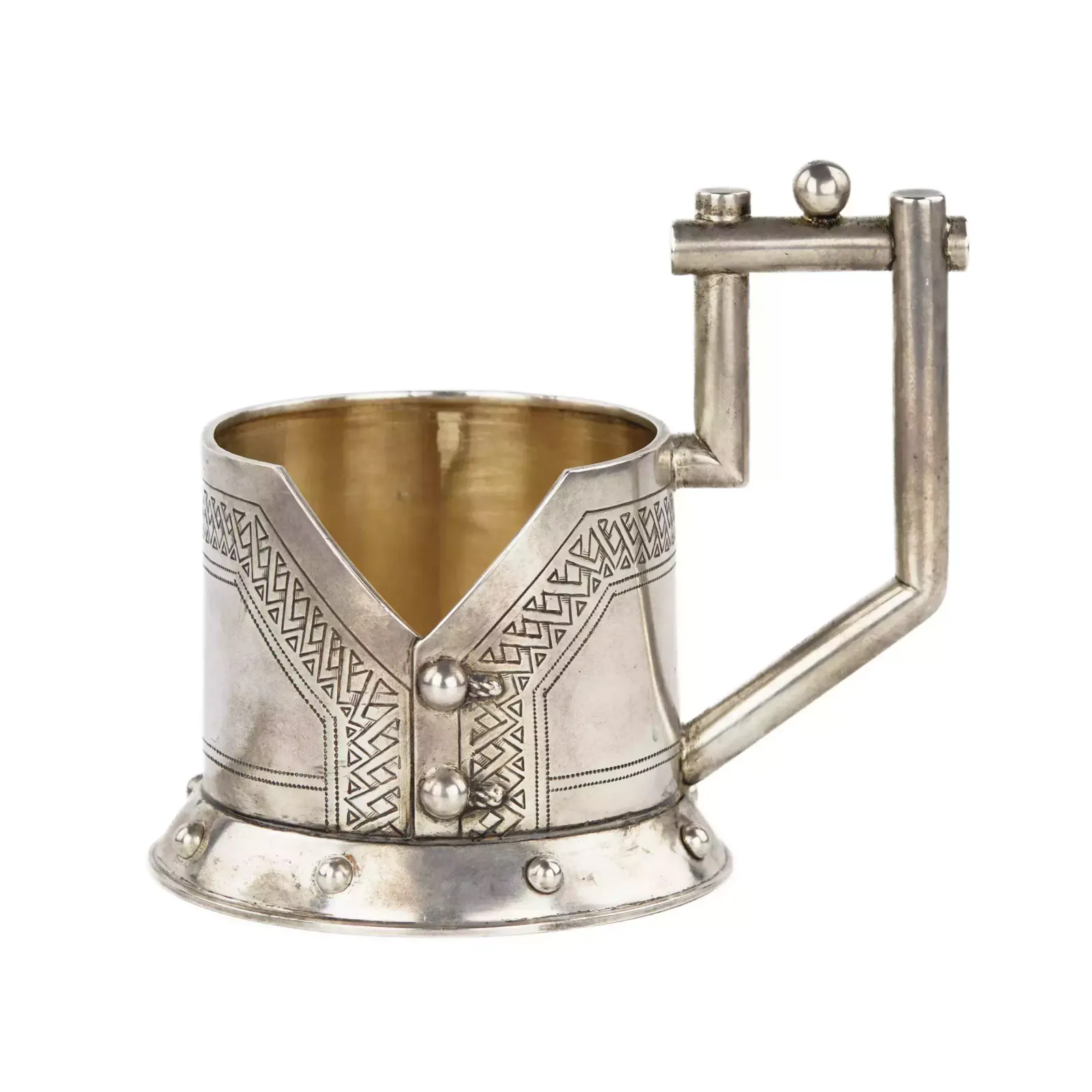 Original Silver Glass Holder In The Form Of A Caftan With A Cutout K Verlin St Petersburg 1882