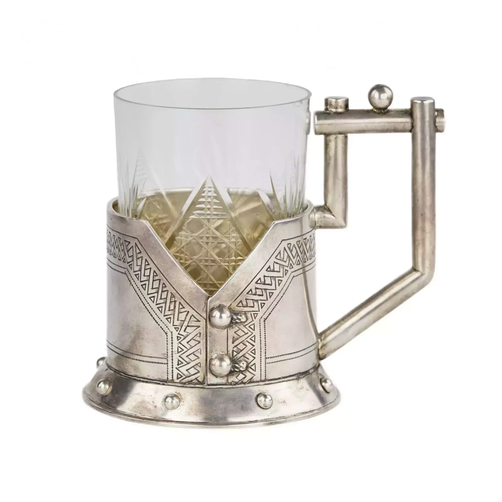 Original Silver Glass Holder In The Form Of A Caftan With A Cutout K Verlin St Petersburg 1882 photo furniture