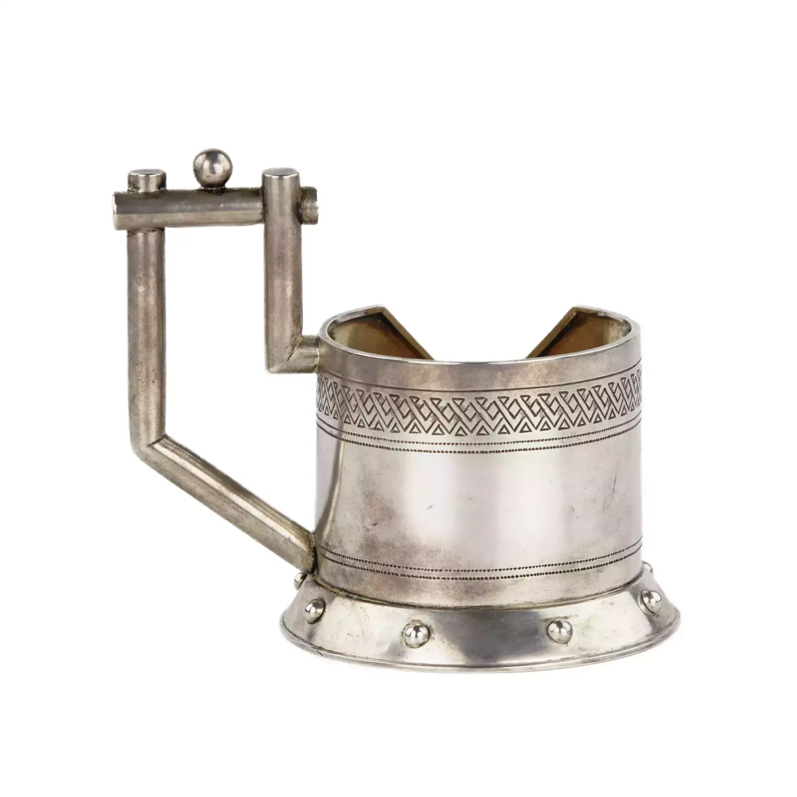 Original Silver Glass Holder In The Form Of A Caftan With A Cutout K Verlin St Petersburg 1882 photo vinterior