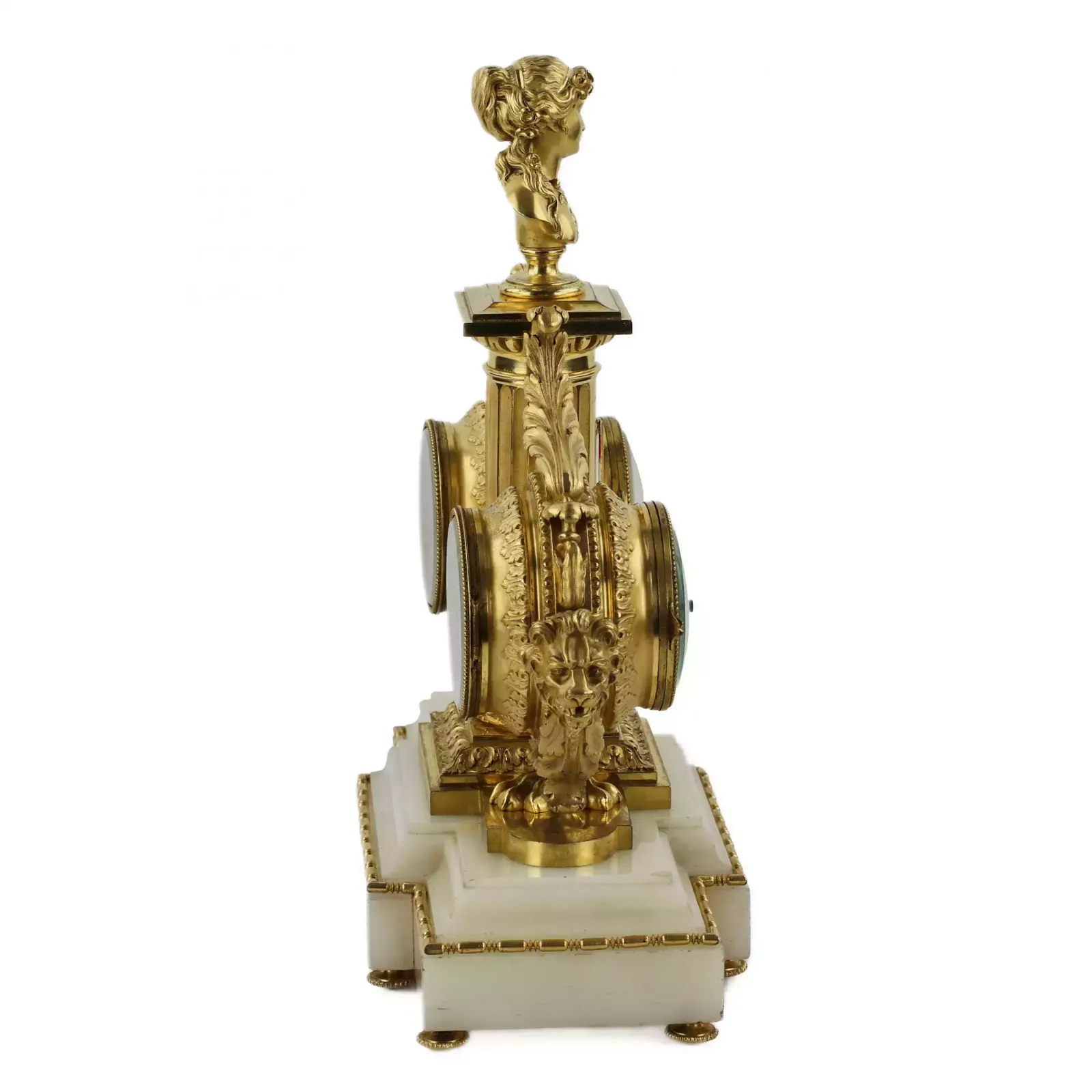 Tabletop Instrument In White Marble Gilded Bronze With Clock Thermometer And Barometer 19th Century photo buy