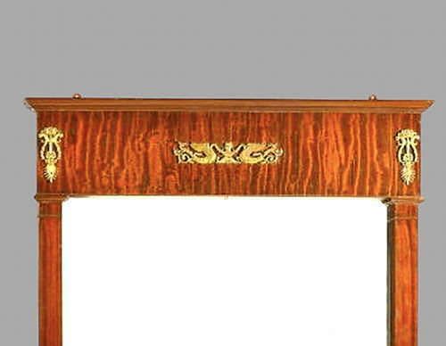 A Large Imposing Mahogany & Gilt Metal Wall Mirror In Empire Taste photo for sale