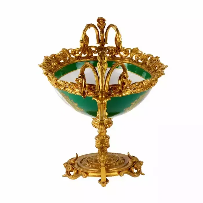 Large Vase Of Gilded Bronze And Porcelain In The Style Of Napoleon III. 19th Century. photo Home Decor
