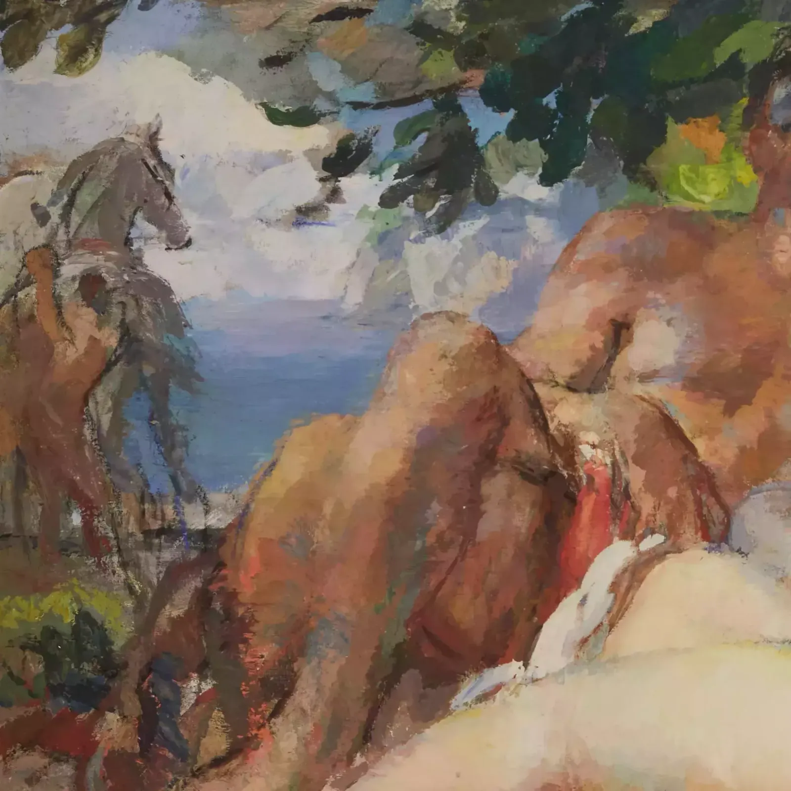 Renault Fernand Albert (1887 1939). Couple In Love. Under The Canopy Of Trees. photo furniture
