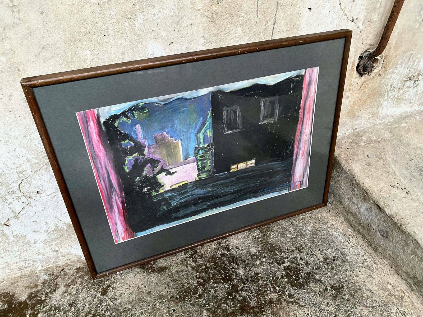 Chelsea At Night By Tomaso Bacigalupo 1969 Pastel   Signed   London Skyscape   The Chelsea Art Society   Chenil Galleries photo buy