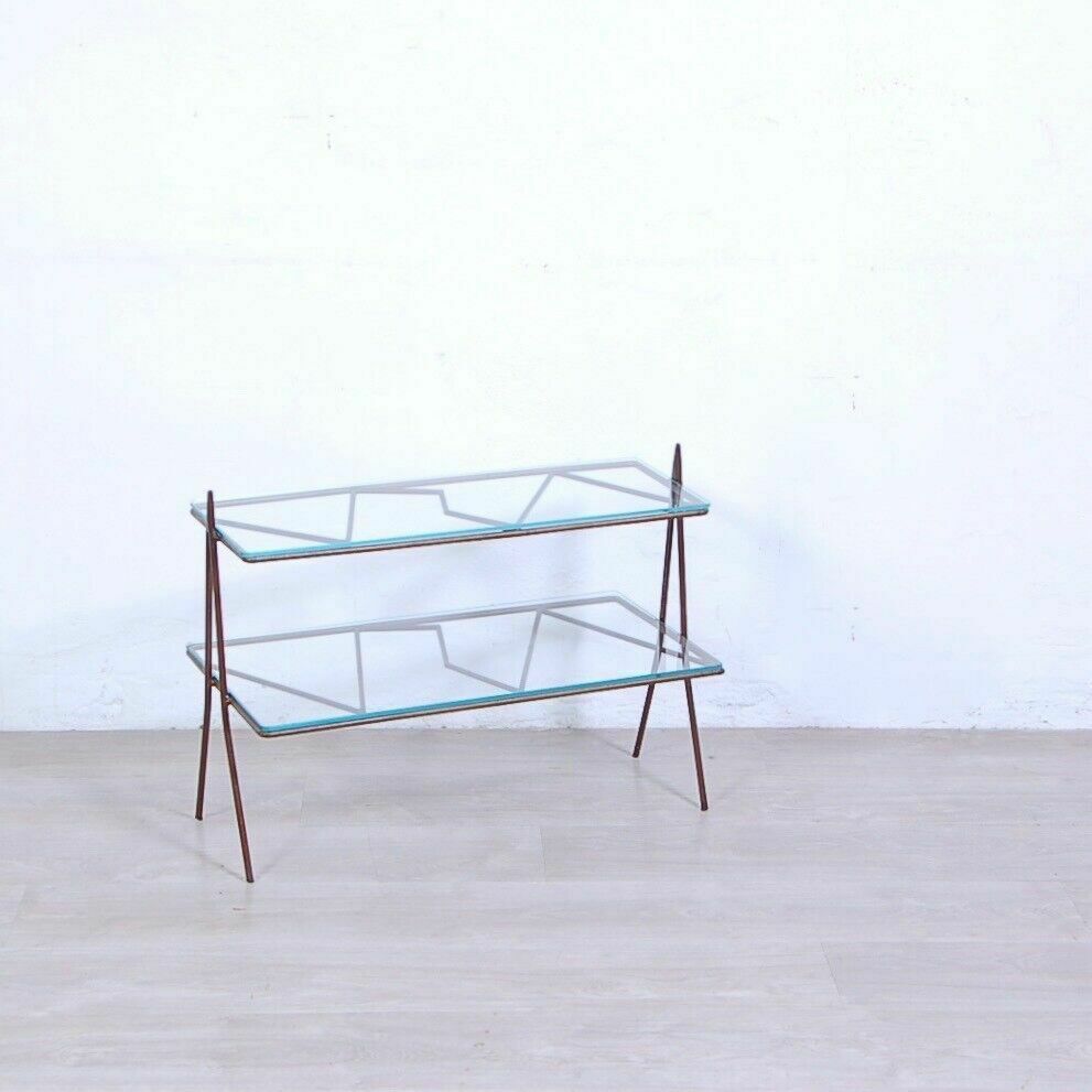 Vintage Coffee Table 1950s 60s Design Coffee Table In Iron With Double Glass Top photo 308.0