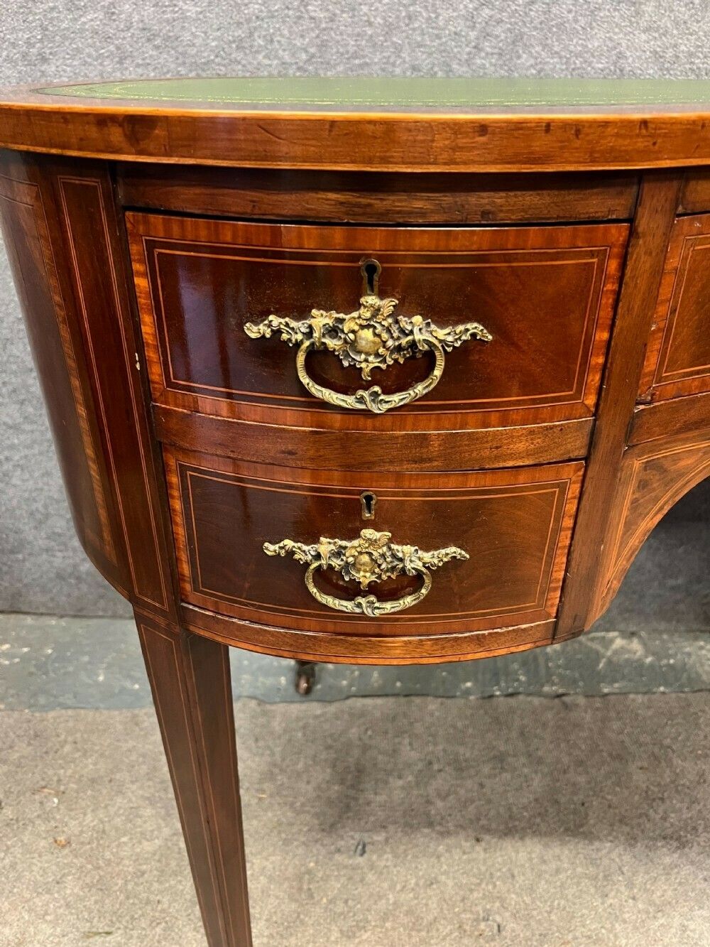 Edwardian Kidney Shaped & Inlaid Desk photo for sale