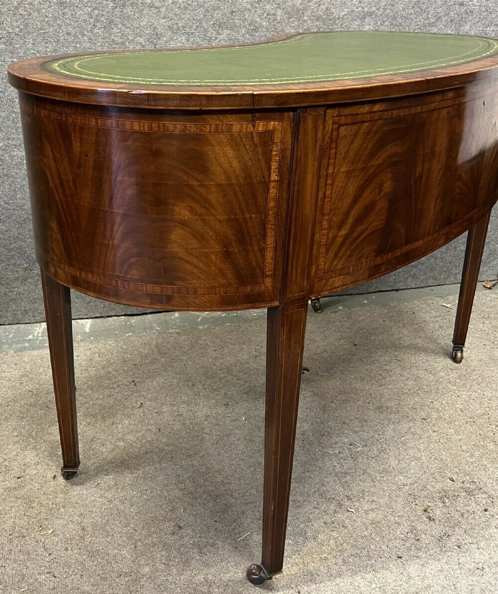 Edwardian Kidney Shaped & Inlaid Desk photo vintage