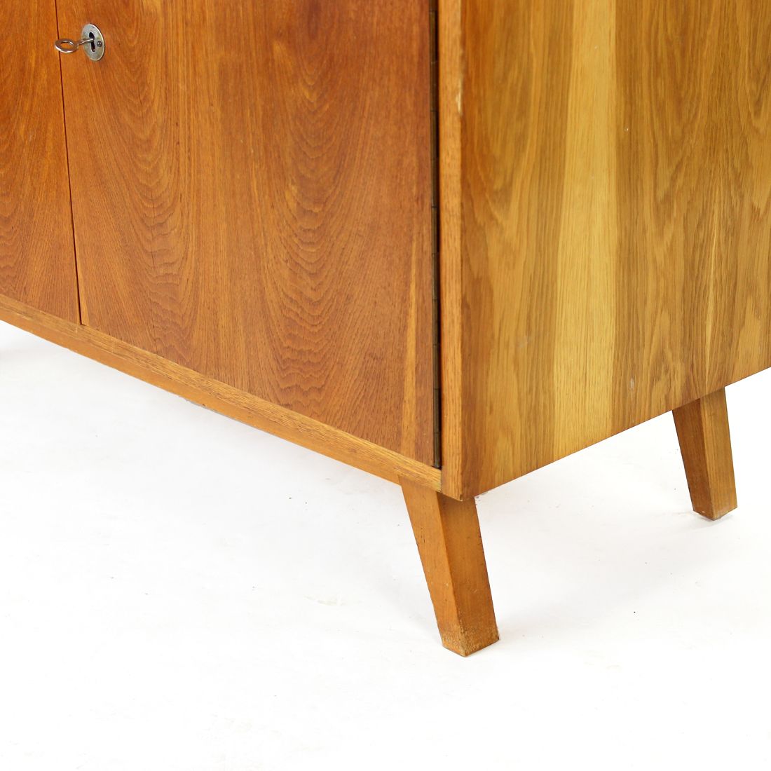 Mid Century Sideboard In Oak & Black Glass, Czechoslovakia 1960s photo for sale