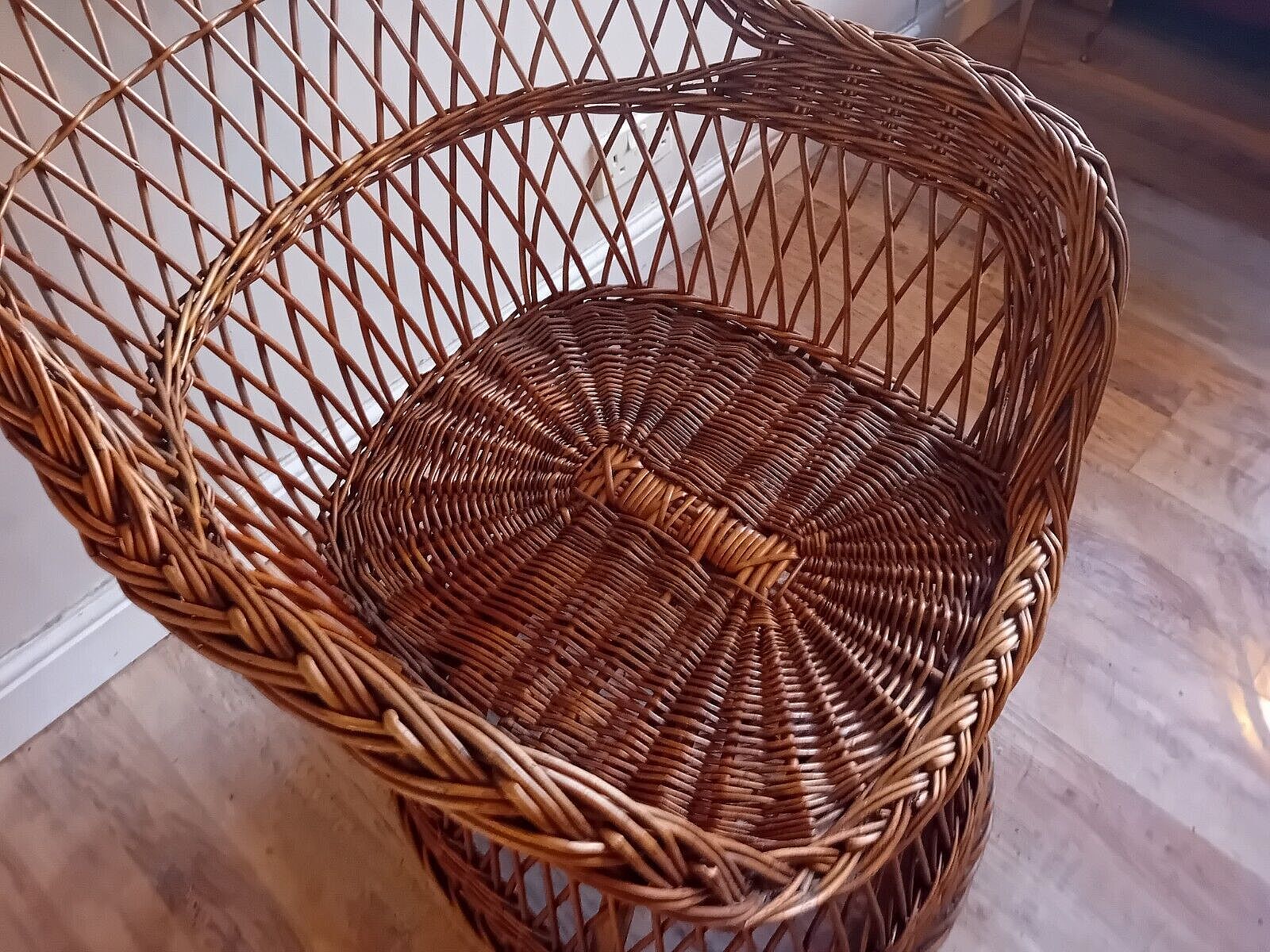 Super 1970's Cane/Rattan Boho Chic Mid Century Armchair/ Bucket/ Lounge Chair photo furniture