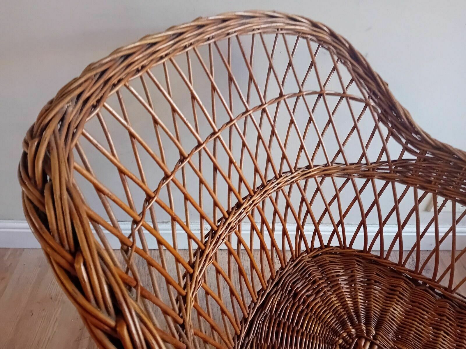 Furniture Super 1970's Cane/Rattan Boho Chic Mid Century Armchair/ Bucket/ Lounge Chair photo