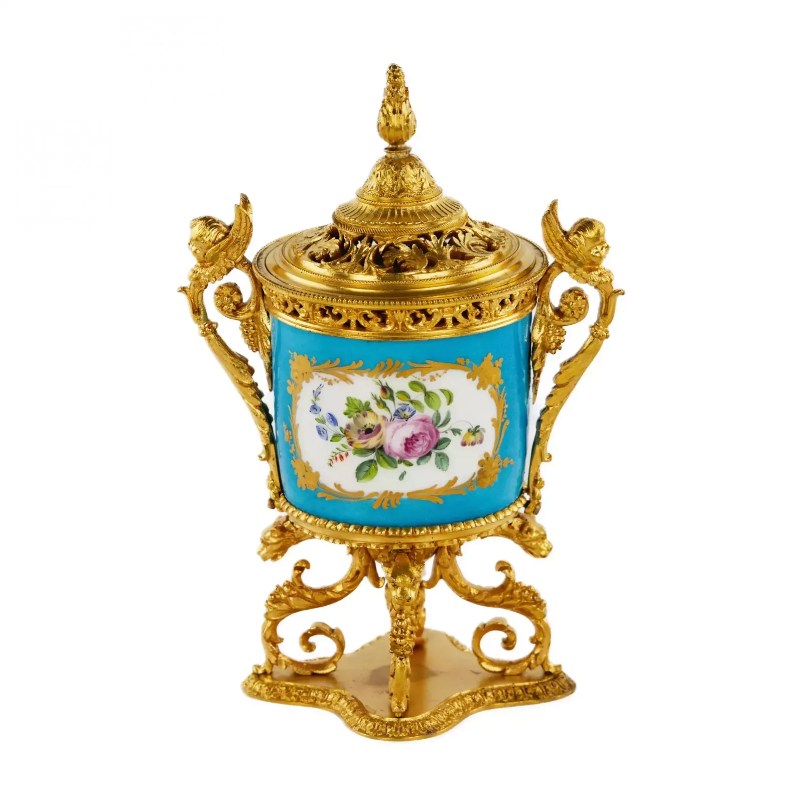 Bronze Gilded Aroma Box With Porcelain Inlay In The Sevres Style. The End Of The 19th Century photo furniture