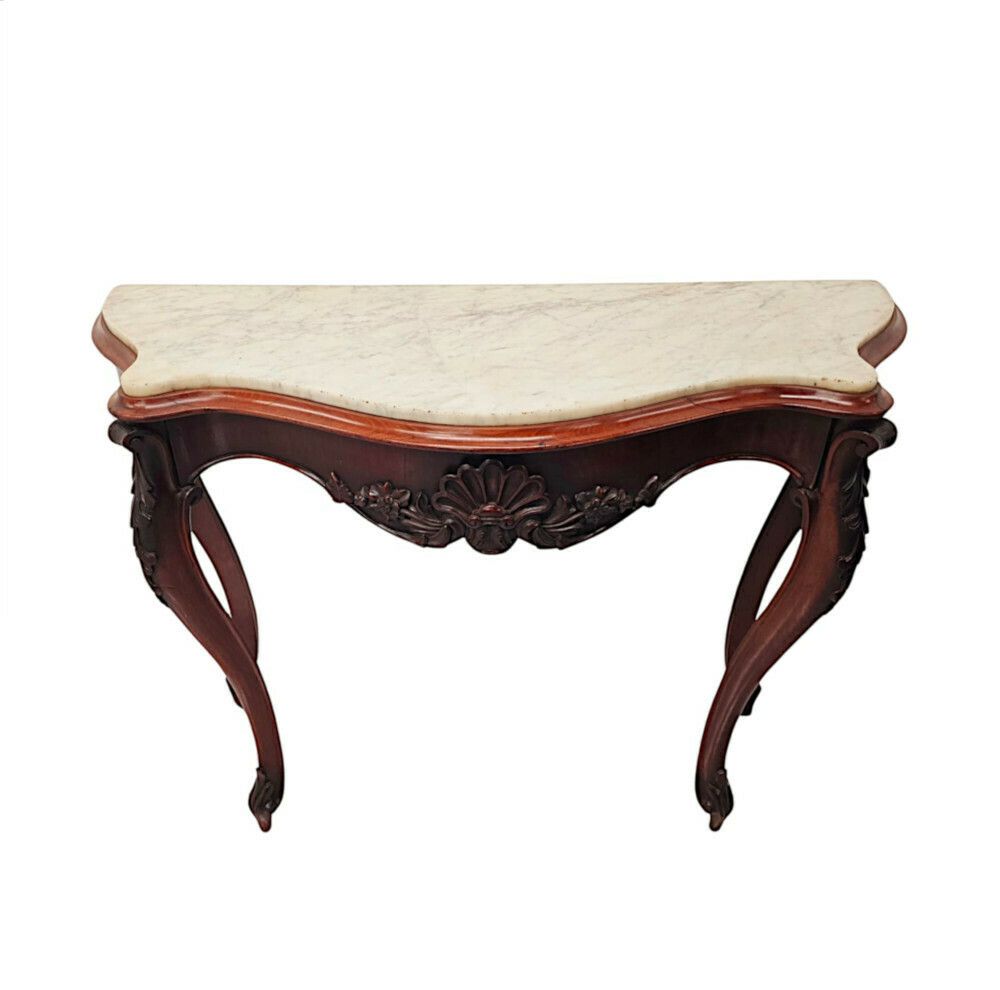 A Very Rare Pair Of 19th Century Marble Top Console Tables photo vintage