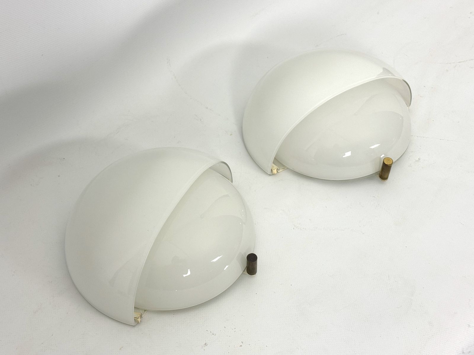 Rare Set Of Two Glass And Brass Mania Sconces By Vico Magistretti For Artemide. Italy 1960s photo for sale
