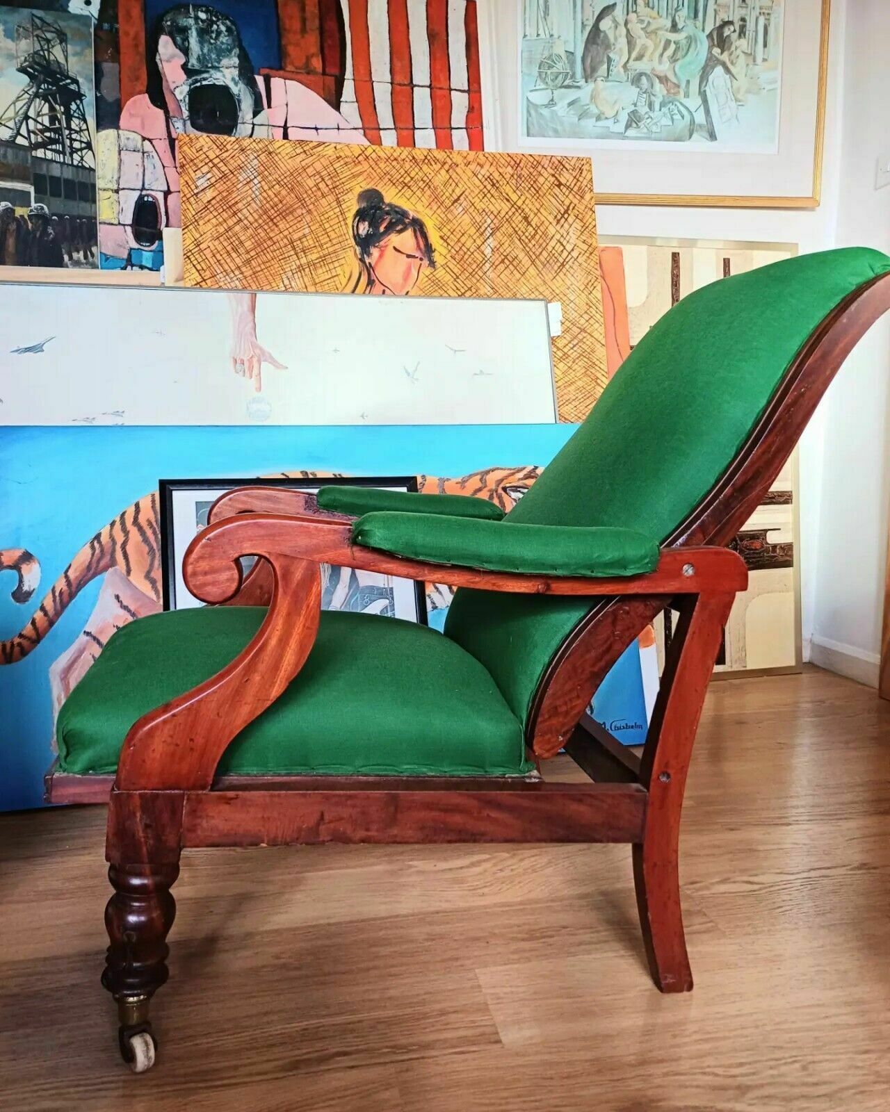 Superb William IV Walnut Reclining Library Country House Armchair Antique