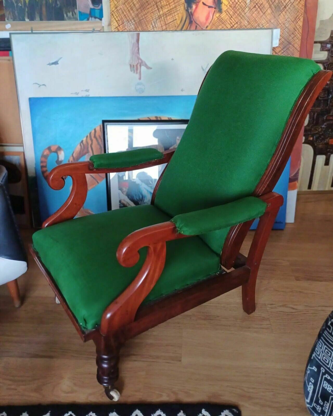 Superb William IV Walnut Reclining Library Country House Armchair Antique photo Furniture