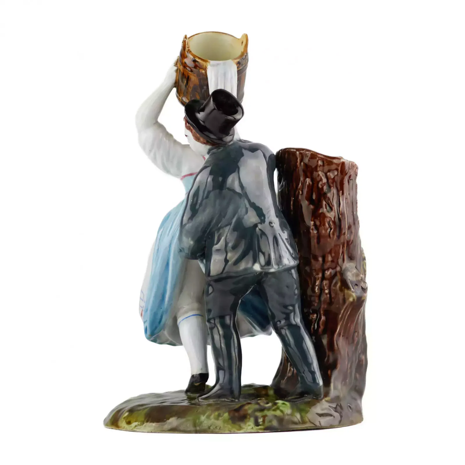 Faience Pencil Figurine The Villager And The Lord. Kuznetsov Factory In Tver. 19th Century. photo Home Decor