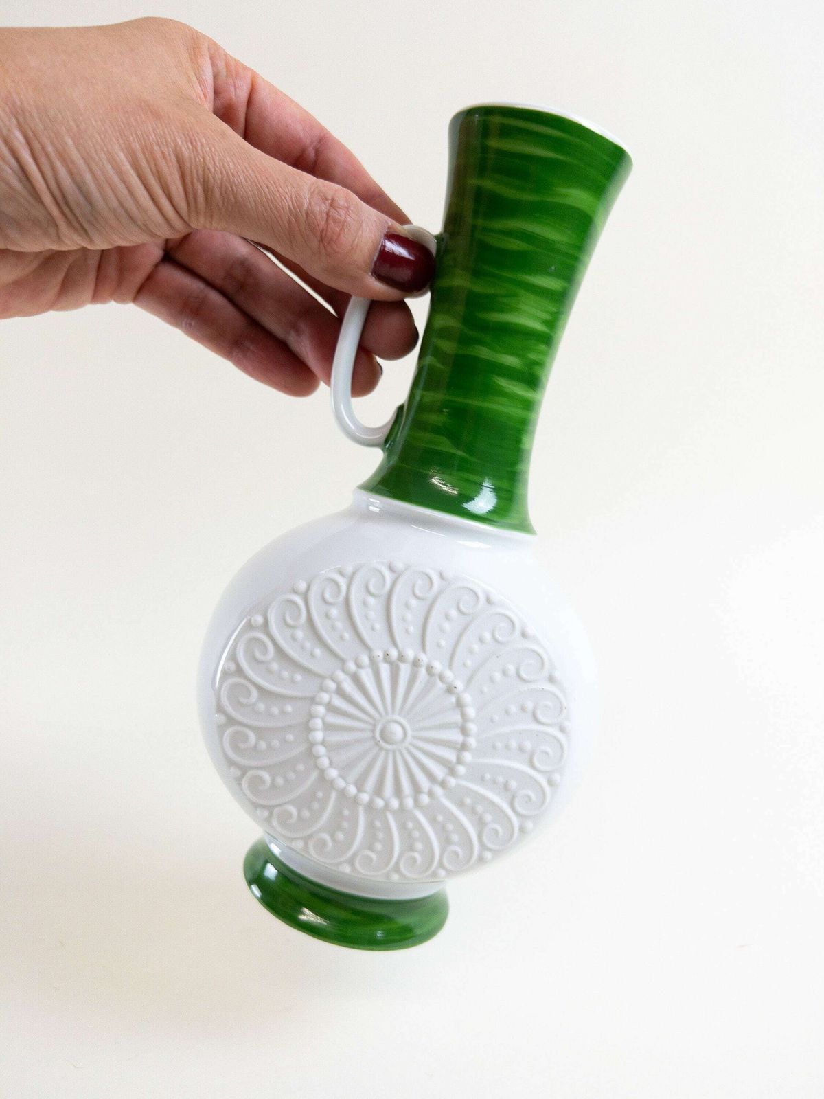 Op Art White Bisque Porcelain Vase By Royal Kpm Bavaria   White And Green Ceramic Op Art Vase photo furniture