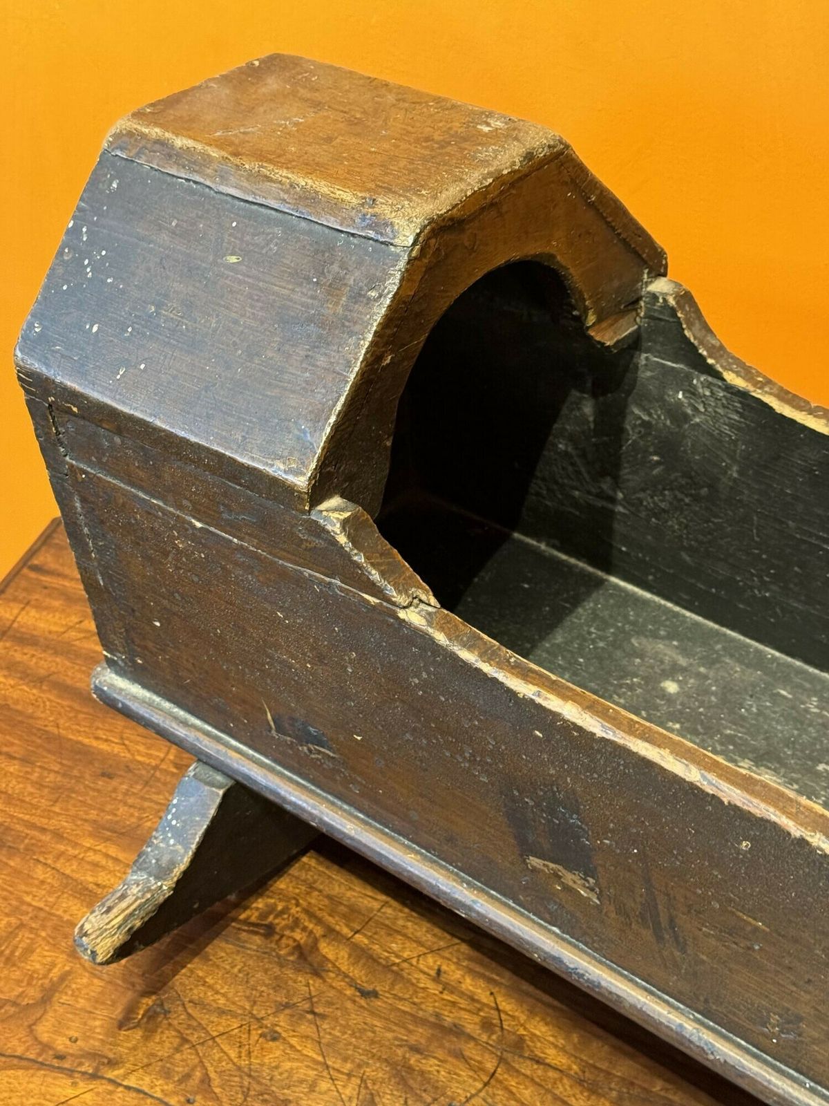 Antique Primitive Folk Art Rocking Toy Doll's Cradle photo furniture