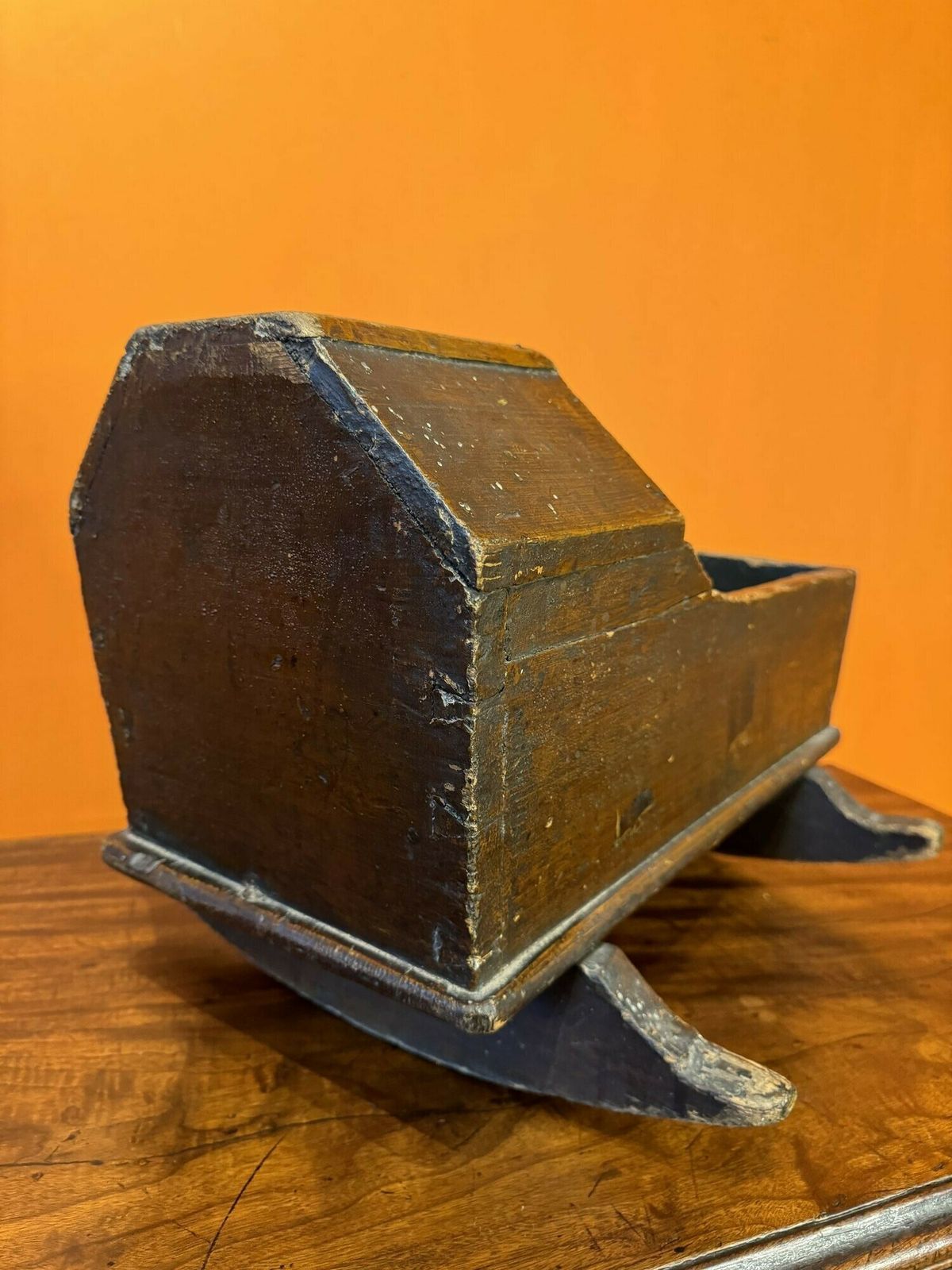 Antique Primitive Folk Art Rocking Toy Doll's Cradle photo Home Decor