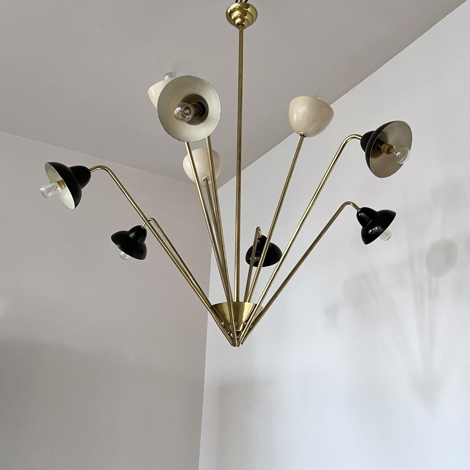 Mid Century Italian Brass Sputnik Chandelier photo for sale