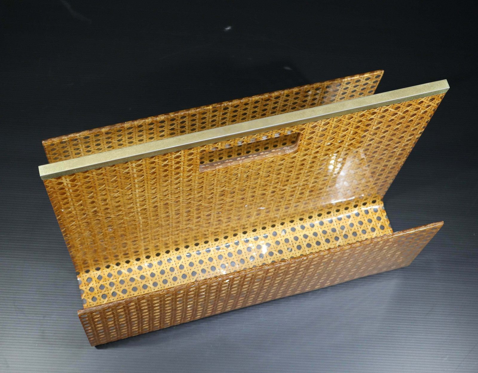 1970s Christian Dior Lucite And Cane Magazine Rack photo Home Decor