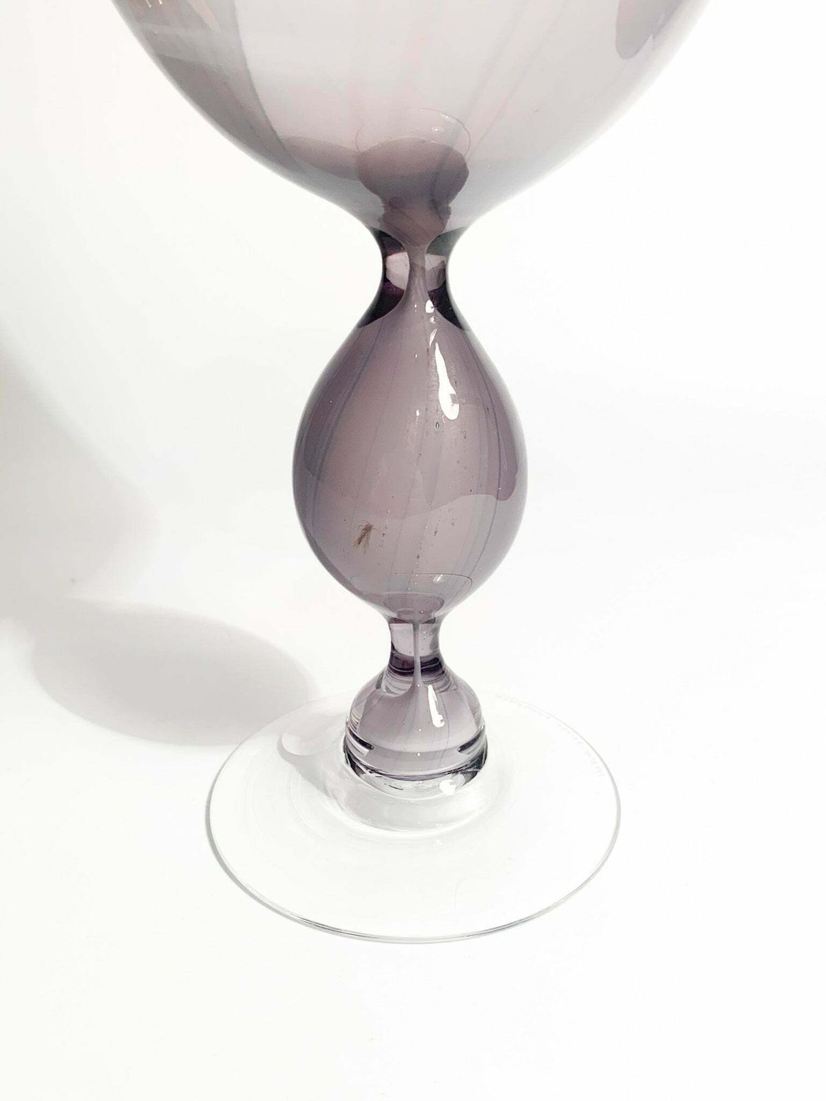 Purple Hourglass Shaped Blown Glass Goblet By Kosta Edenfalk From The 1990s photo vinterior