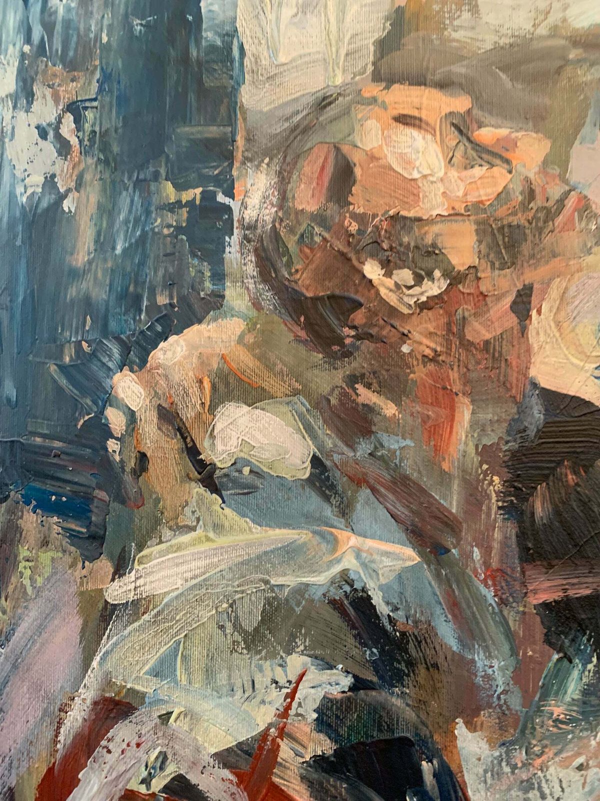 Oil Painting On Canvas 'Human Material' By Massimo Paterna, 1990s photo vintage