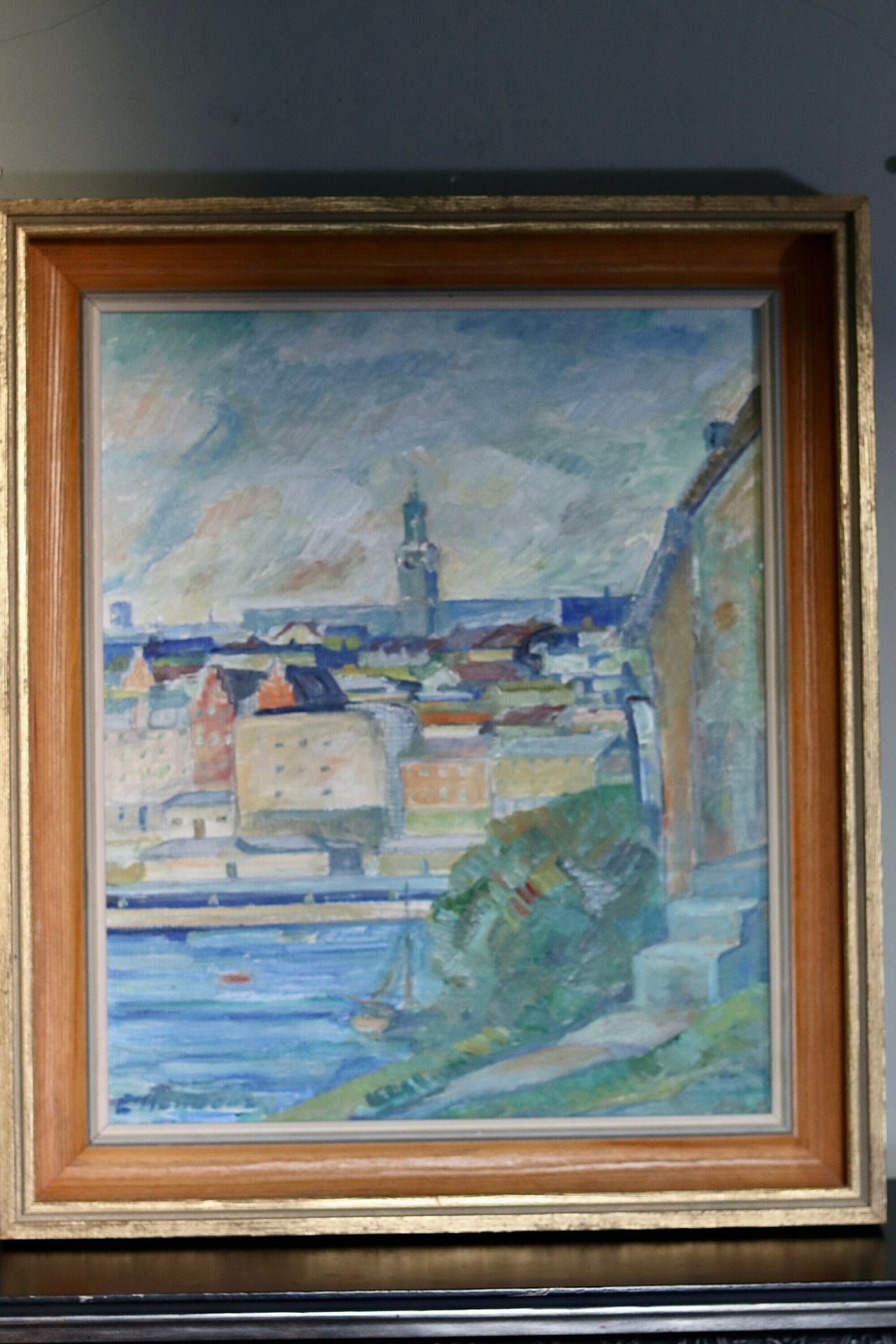 photo furniture Swedish Modernist Oil Painting By Emil Hellbom (1895 1969).