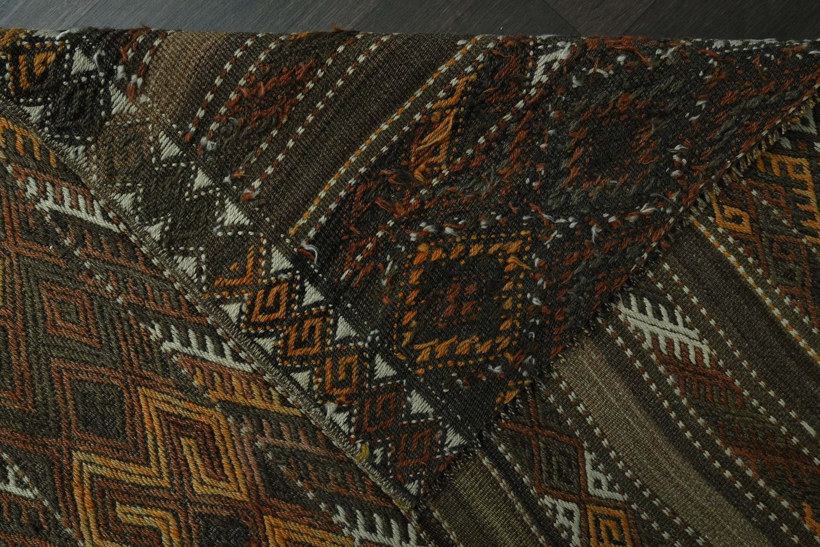 photo for sale Brown Orange Turkish Vintage Rug, Handmade Oushak Wool Rug, Hallway Rug, Kitchen Rug, Runner Rug, Stair Decor Runne