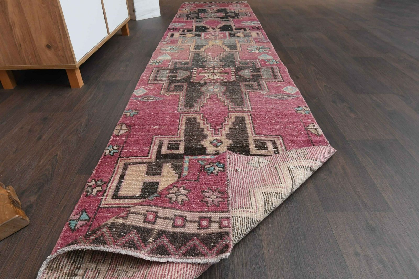 Ft Handmade Turkish Runner Rug, Vintage Rug, Oushak Runner, Shabby Chic Decor, Handwoven Rug, Rug For Kitchen, Hallway, Carpet photo furniture