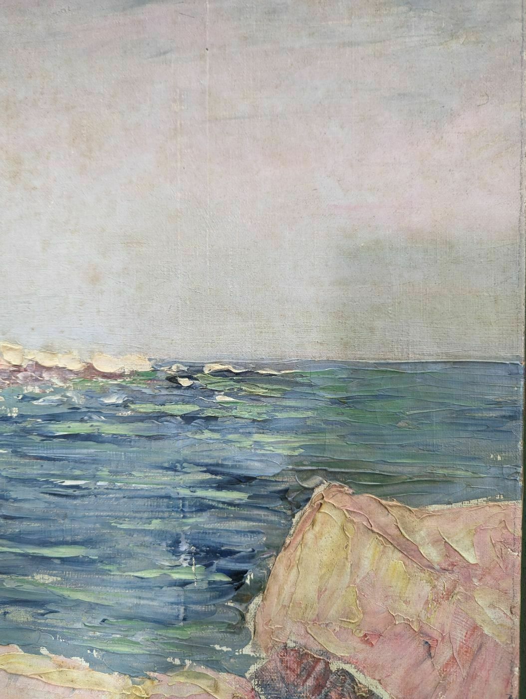 Oil On Marine Pointillist Canvas By Henri Grallan photo furniture