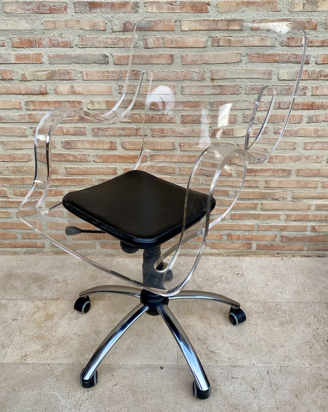 Acrylic Swivel Chair With Wheels, 1960s photo for sale
