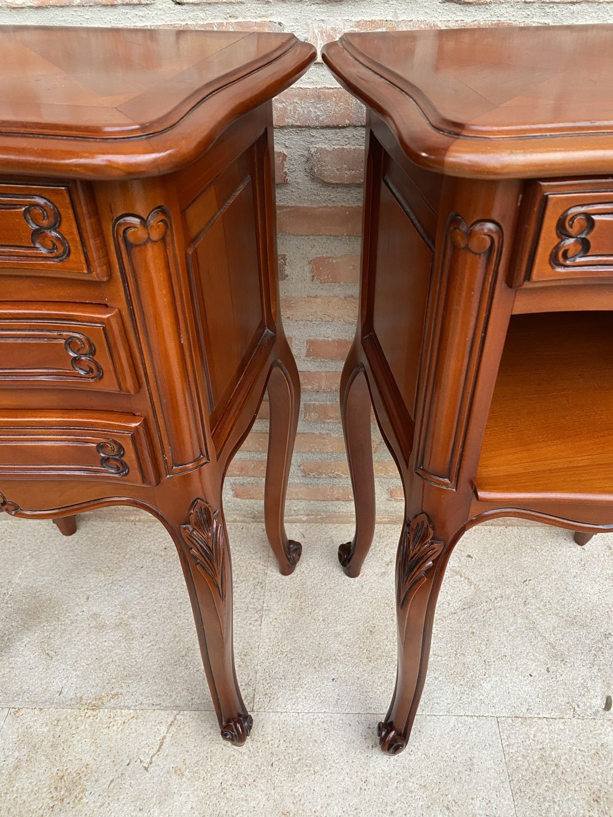 Louis XVI Style Nightstands With Drawers And Cabriole Legs, 1960s, Set Of 2 photo vintage