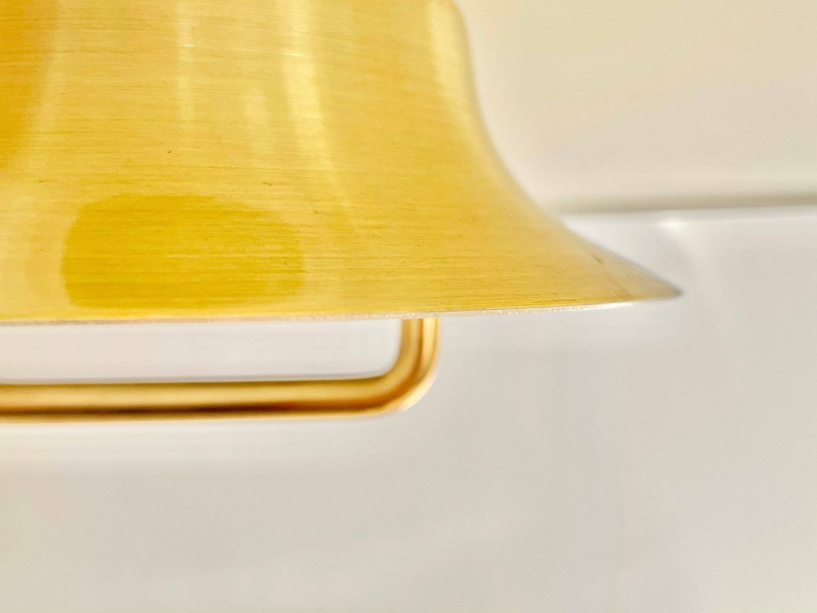 photo furniture Danish Mid Century Modern Design Minimalist Ceiling Lamp With Gold And Black Painted Multilayer Metal Shades, Trumpet Top And Hanger