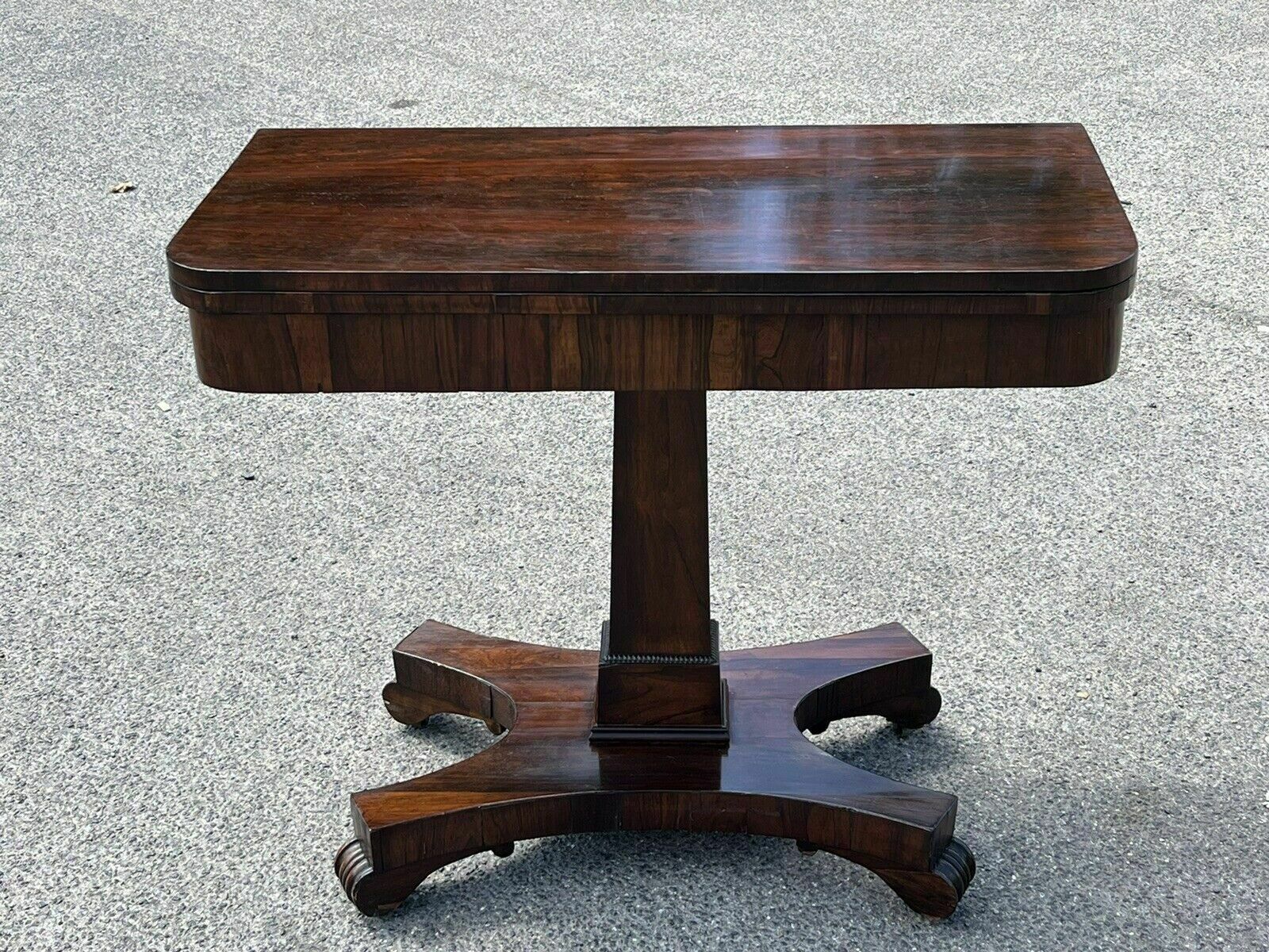 Furniture Antique Rosewood Games Table With Fold Over Lid & Card Playing Area photo
