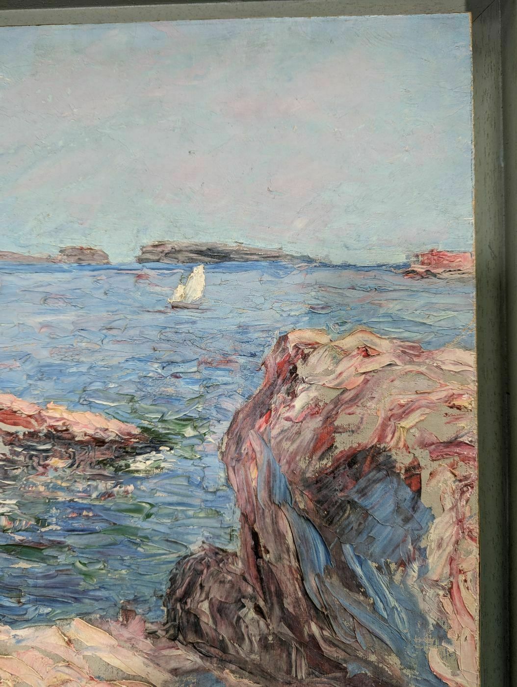 Oil On Marine Pointillist Canvas By Henri Grallan photo furniture