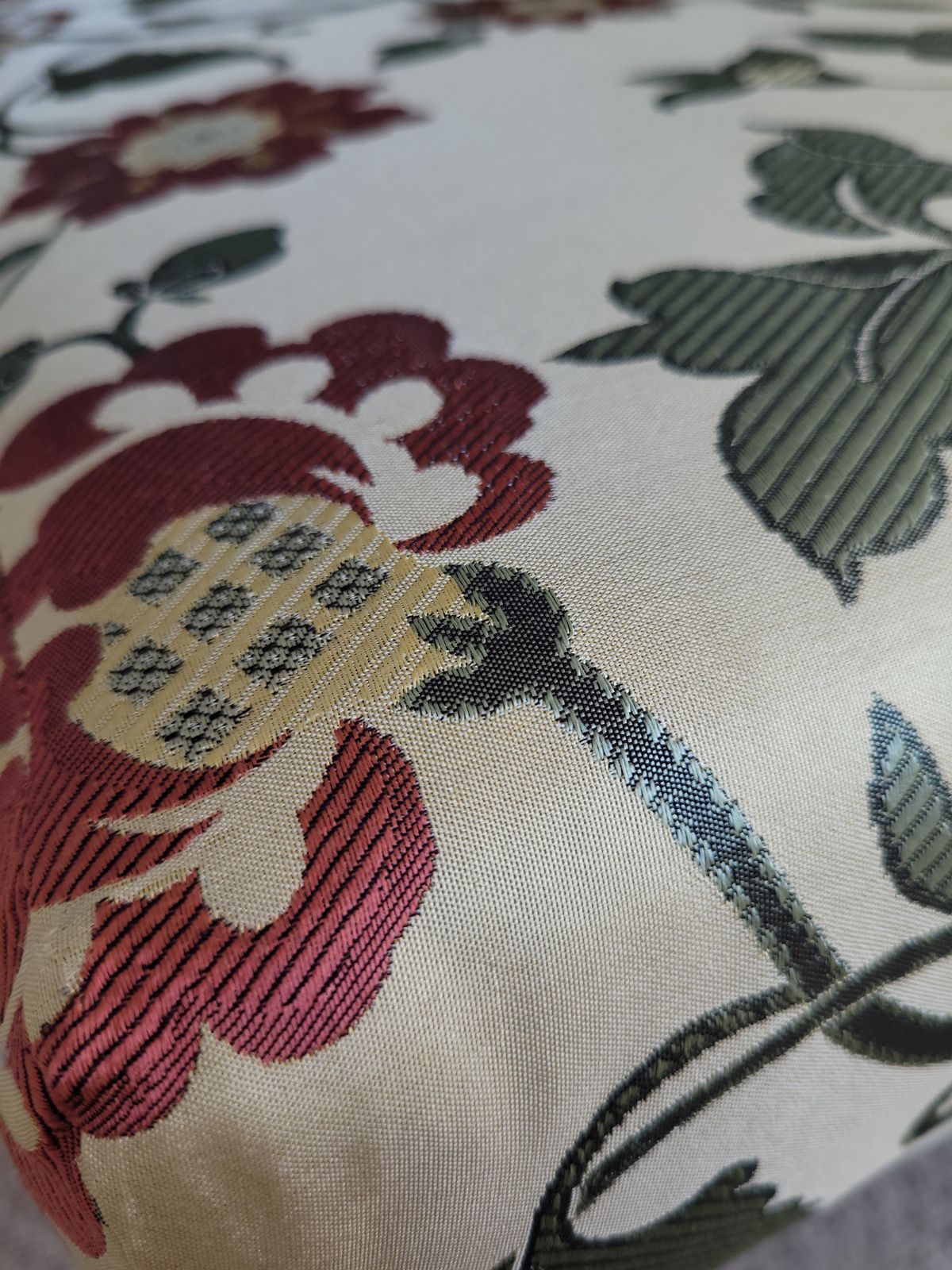 Silk Floral Foostool Wooden Feet photo for sale