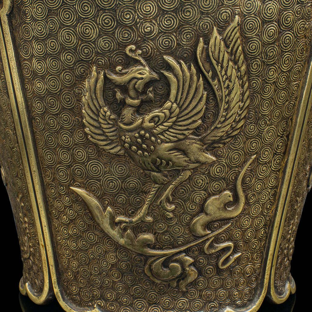 Antique Decorative Planter, Chinese, Bronze, Jardiniere, Qing Dynasty, Victorian photo vintage
