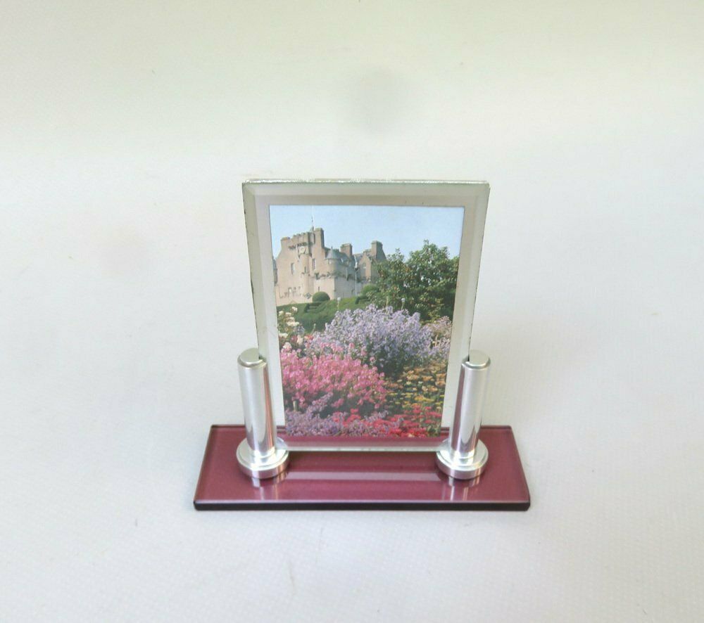 Art Deco Picture Frame In Rose Glass & Aluminum, 1920s