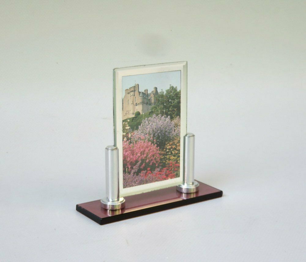 Art Deco Picture Frame In Rose Glass & Aluminum, 1920s photo for sale