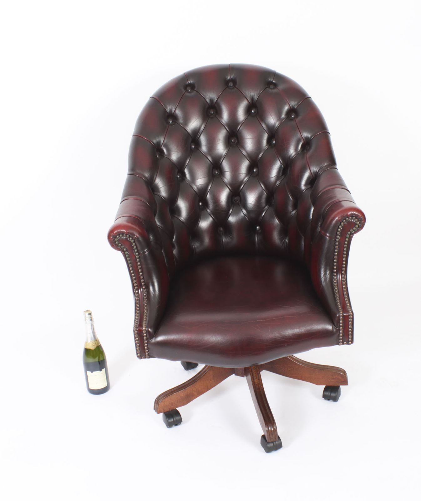 photo for sale Vintage English Hand Made Leather Directors Office Chair 20th C