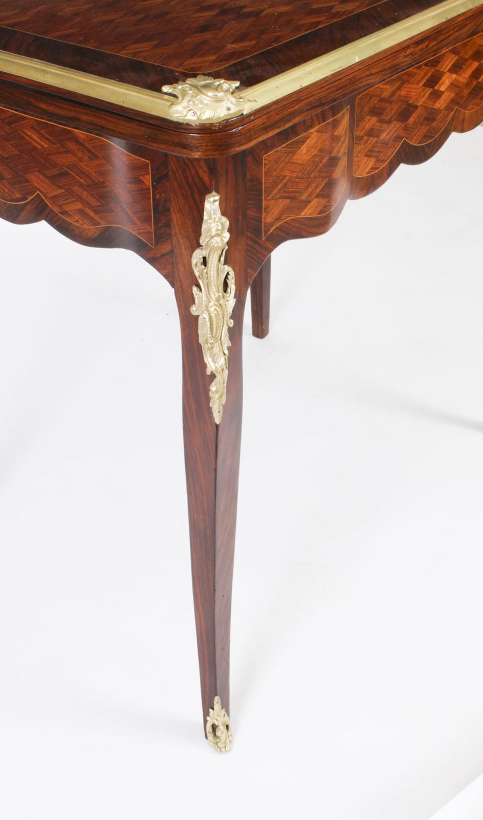 photo furniture Antique French Burr Walnut Parquetry Card  Backgammon Table  19th Century