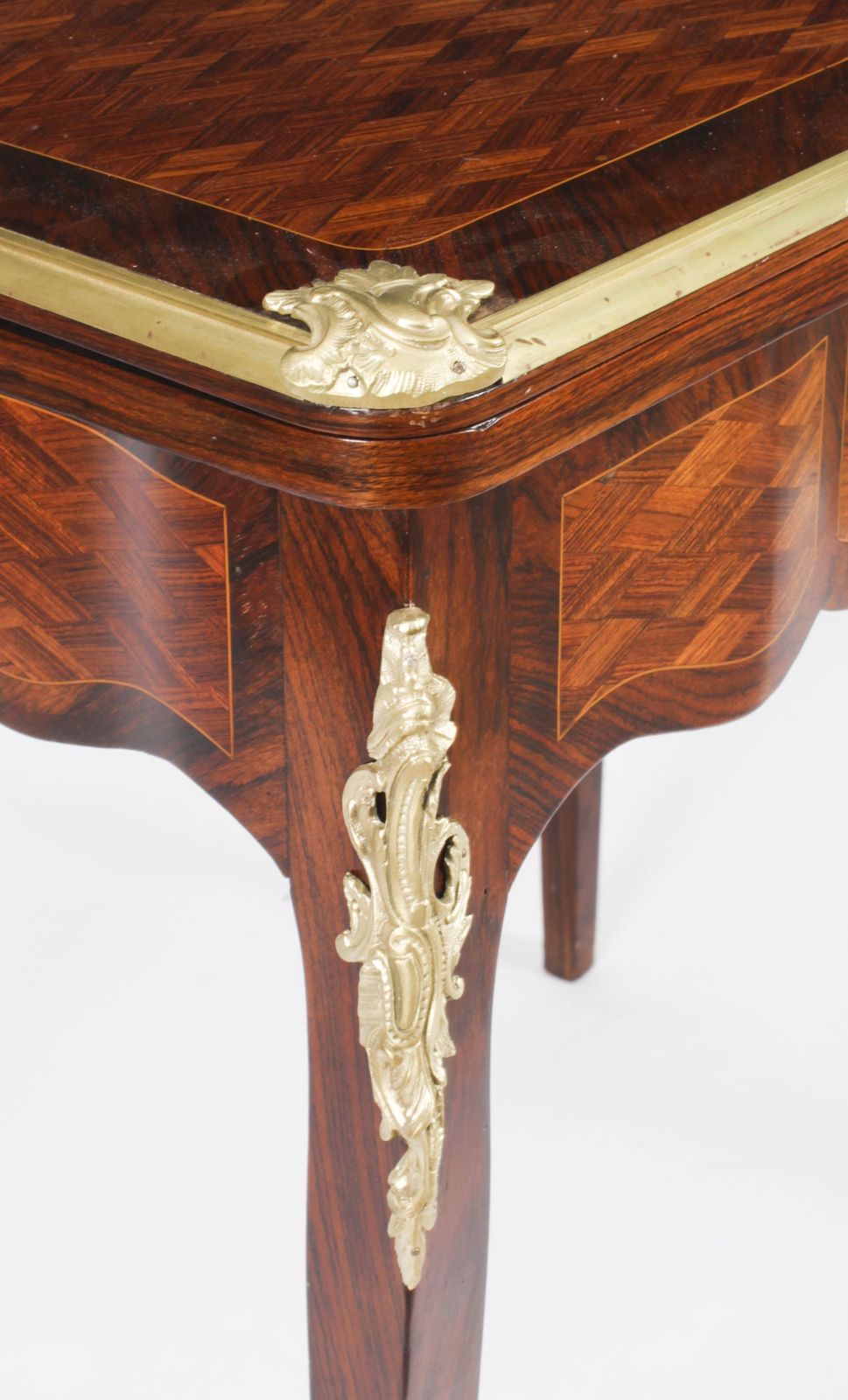 photo for sale Antique French Burr Walnut Parquetry Card  Backgammon Table  19th Century